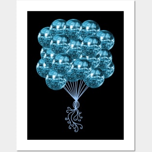 Boogie Blue Disco Ball Balloons Posters and Art